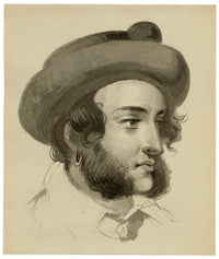 Alice J. Morton, Portrait of a Young Man with Hat – Mid-19th-century watercolour painting