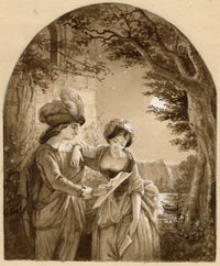 Anon., Italianate Lovers by Moonlight – Mid-19th-century watercolour painting