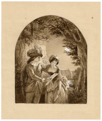 Anon., Italianate Lovers by Moonlight – Mid-19th-century watercolour painting