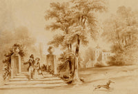 Anon., Bellevue, In the Gardens at Belle View, Co Wicklow, Dublin – Mid-19th-century watercolour painting