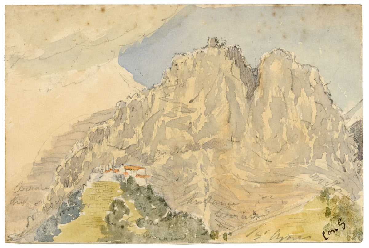 Constance Maria Stopford née Hammersley, Sainte-Agnès, French Alps – 1880s watercolour painting