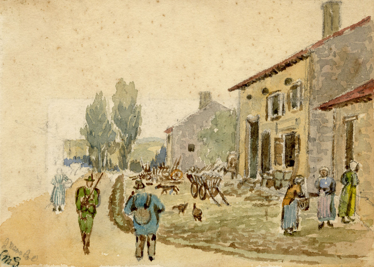 Constance Maria Stopford née Hammersley, Gravelotte Street, Moselle, France – 1893 watercolour painting