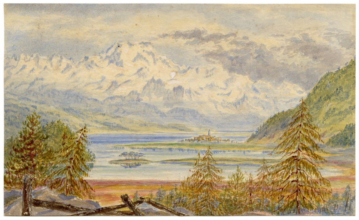 Constance Maria Stopford née Hammersley, Piz de la Margna, Upper Engadine Valley, Switzerland – Late 19th-century watercolour painting