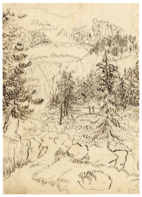 Constance Maria Stopford née Hammersley, Valley of the Inn, Engadine, Switzerland – 1880s pen & ink drawing