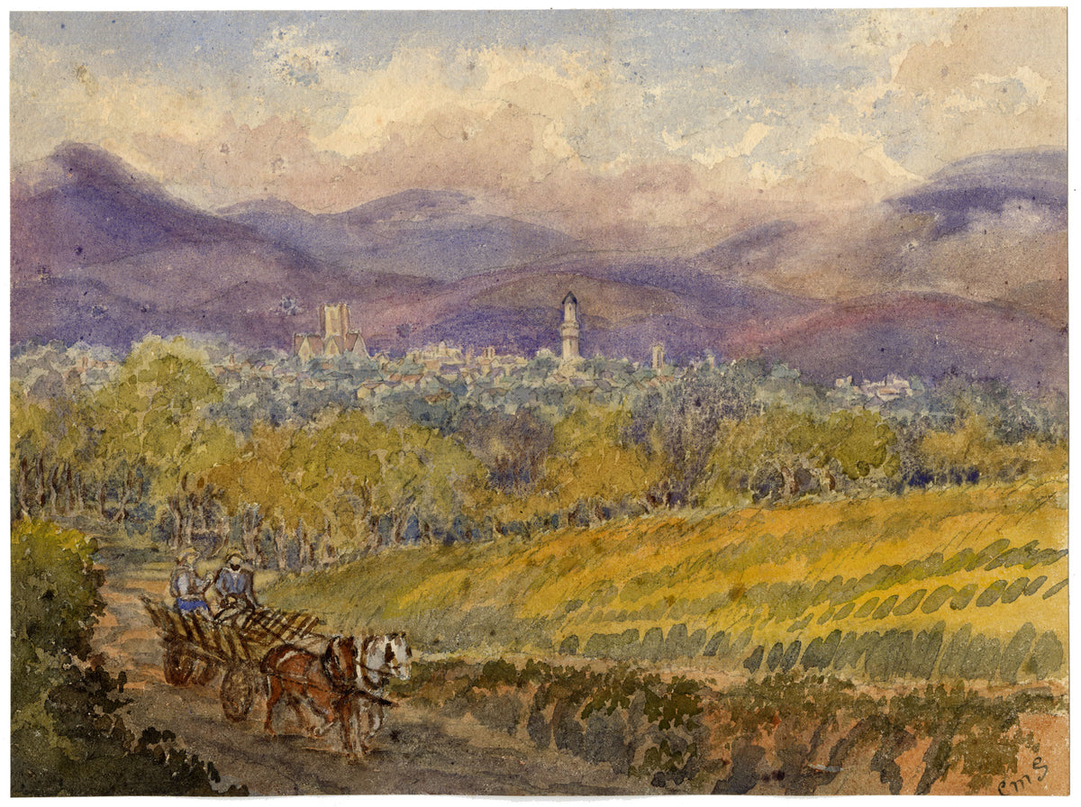 Constance Maria Stopford née Hammersley, Bad Homburg & Taunus Mountains View, Germany – 1893 watercolour painting