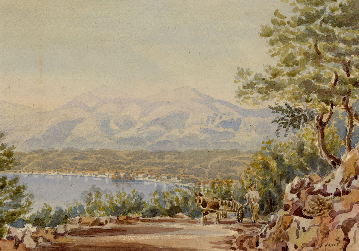 Constance Maria Stopford née Hammersley, Baie des Anges, Nice, French Riviera – 1895 watercolour painting