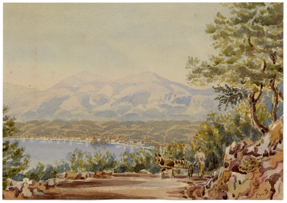 Constance Maria Stopford née Hammersley, Baie des Anges, Nice, French Riviera – 1895 watercolour painting