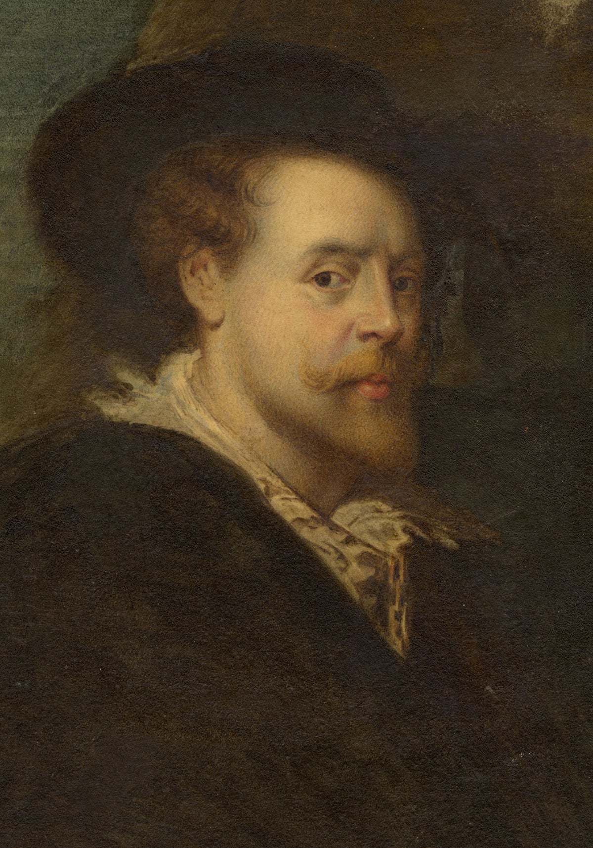 Tommaso Minardi, Rubens' Self-portrait in a Hat, Copy after Uffizi Gallery Painting – Early 19th-century watercolour painting