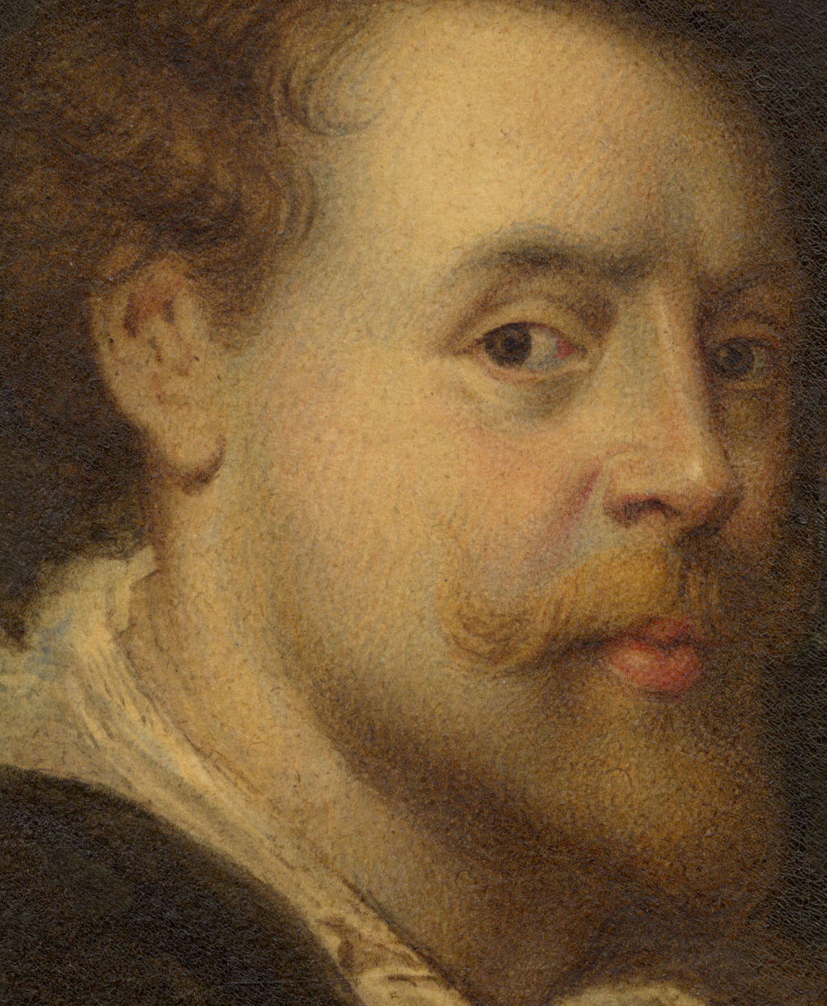 Tommaso Minardi, Rubens' Self-portrait in a Hat, Copy after Uffizi Gallery Painting – Early 19th-century watercolour painting