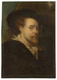 Tommaso Minardi, Rubens' Self-portrait in a Hat, Copy after Uffizi Gallery Painting – Early 19th-century watercolour painting