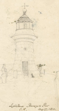 C.H., Ramsgate Pier Lighthouse, West Pier, Ramsgate, Kent – 1850 graphite drawing