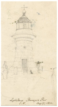 C.H., Ramsgate Pier Lighthouse, West Pier, Ramsgate, Kent – 1850 graphite drawing