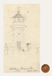 C.H., Ramsgate Pier Lighthouse, West Pier, Ramsgate, Kent – 1850 graphite drawing
