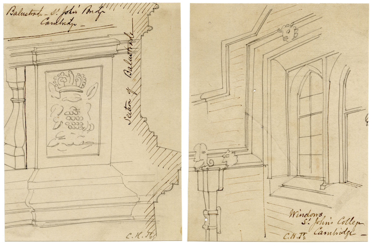C.H. Jr., St John's College, Cambridge Architectural Studies – c.1850s pen & ink drawing