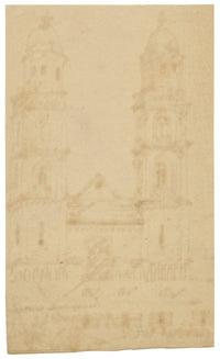 C.H., Grossmünster Church, Zurich, Switzerland – 1875 pen & ink drawing