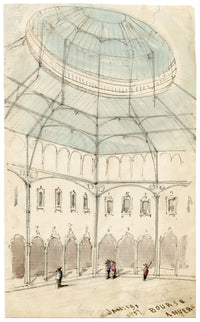 C.H., Antwerp Stock Exchange, Belgium – 1857 watercolour painting