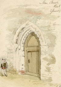 C.H., St Mary's Church Doorway, Stone, Kent – 1859 watercolour painting