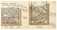 C.H. Jr., Canterbury Cathedral Trinity Chapel Stained Glass Windows, Kent – 1868 watercolour painting