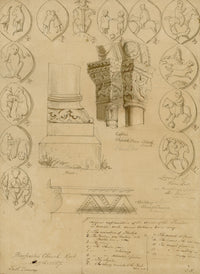 C.H., Barfreston Church Architectural Mouldings, Kent – 1857 pen & ink drawing