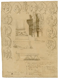 C.H., Barfreston Church Architectural Mouldings, Kent – 1857 pen & ink drawing