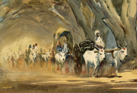 G.D. Paulraj, Mattu Vandi on the Mowbrays Road, Alwarpet, Madras, India – Mid-20th-century watercolour painting