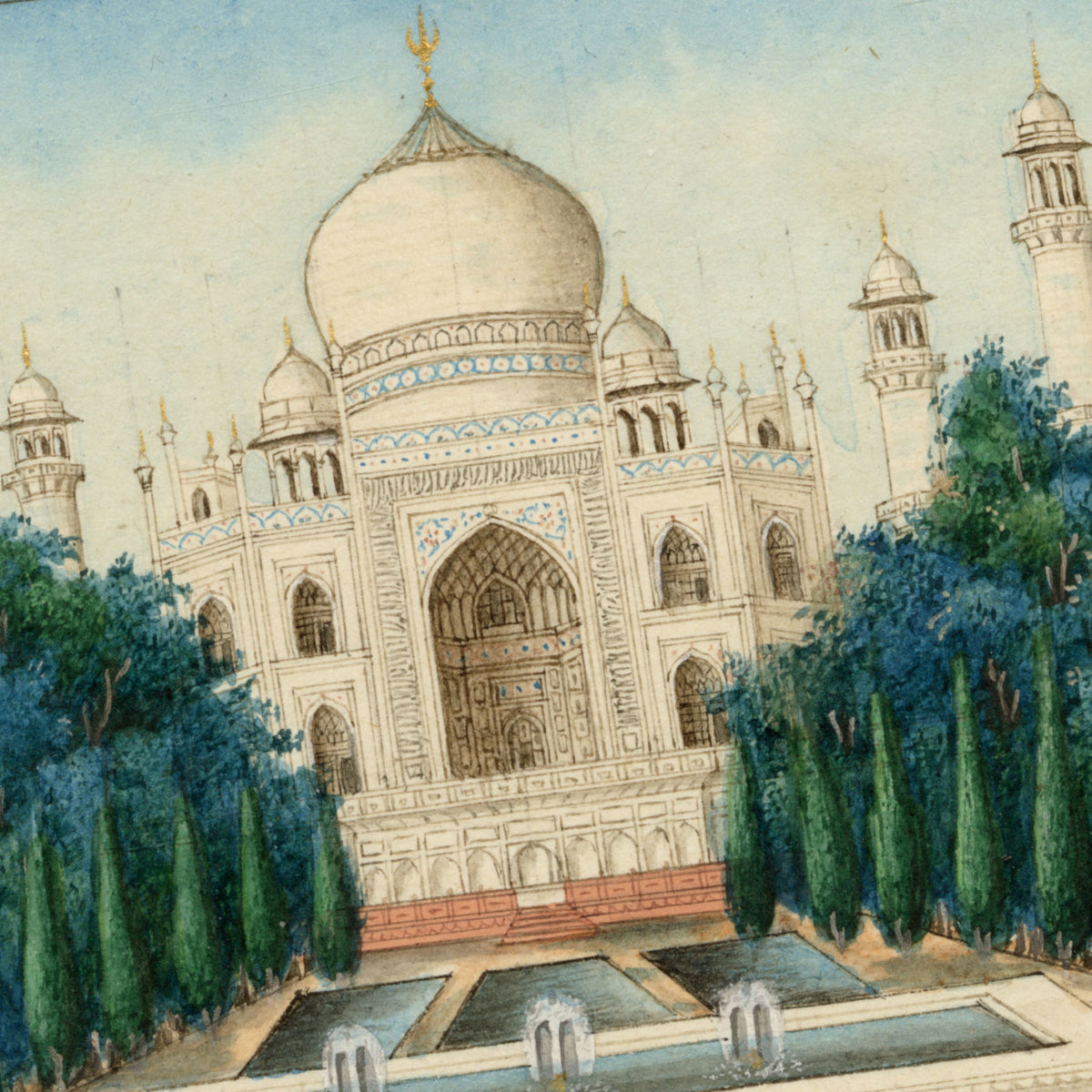Indian Company School, Taj Mahal Garden View, Agra – c.1860 watercolour painting