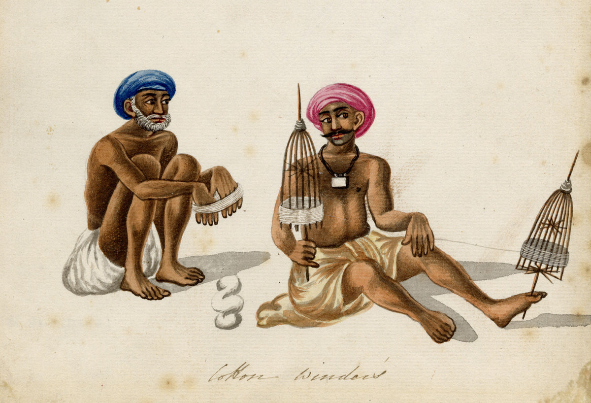 Indian Company School, Cotton Winders – c.1814 watercolour painting