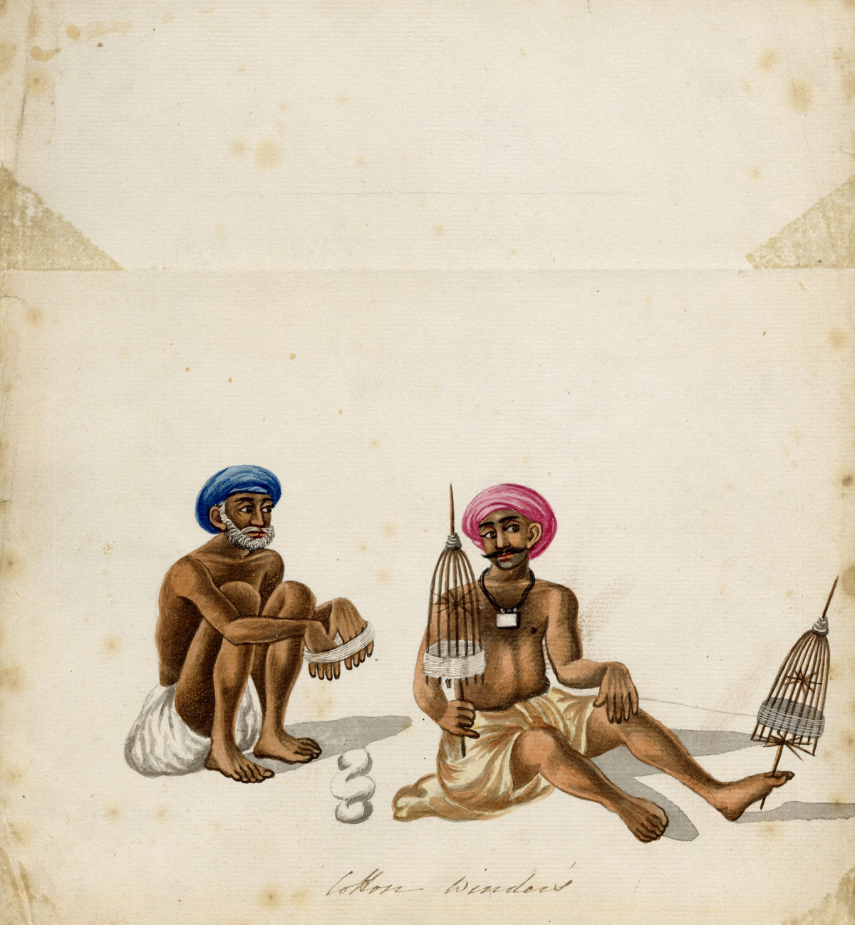 Indian Company School, Cotton Winders – c.1814 watercolour painting