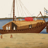 Indian Company School Mica Painting, Budgerow Boat with Palanquin on Cabin Roof, Ganges – Early 19th-century gouache