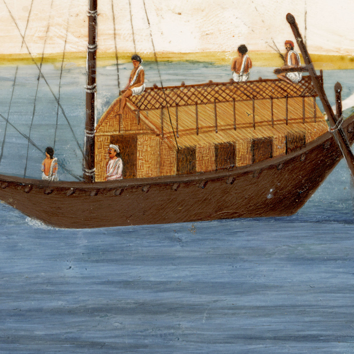 Indian Company School Mica Painting, Budgerow Boat on the Ganges – Early 19th-century gouache
