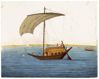Indian Company School Mica Painting, Budgerow Boat on the Ganges – Early 19th-century gouache