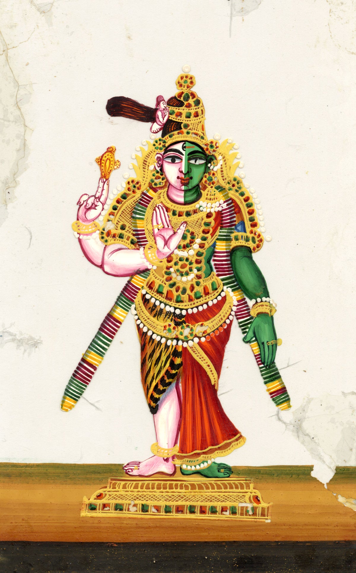 Indian Company School, Ardhanarishvara Hindu Deity Shiva & Parvati – Mid-19th-century gouache painting