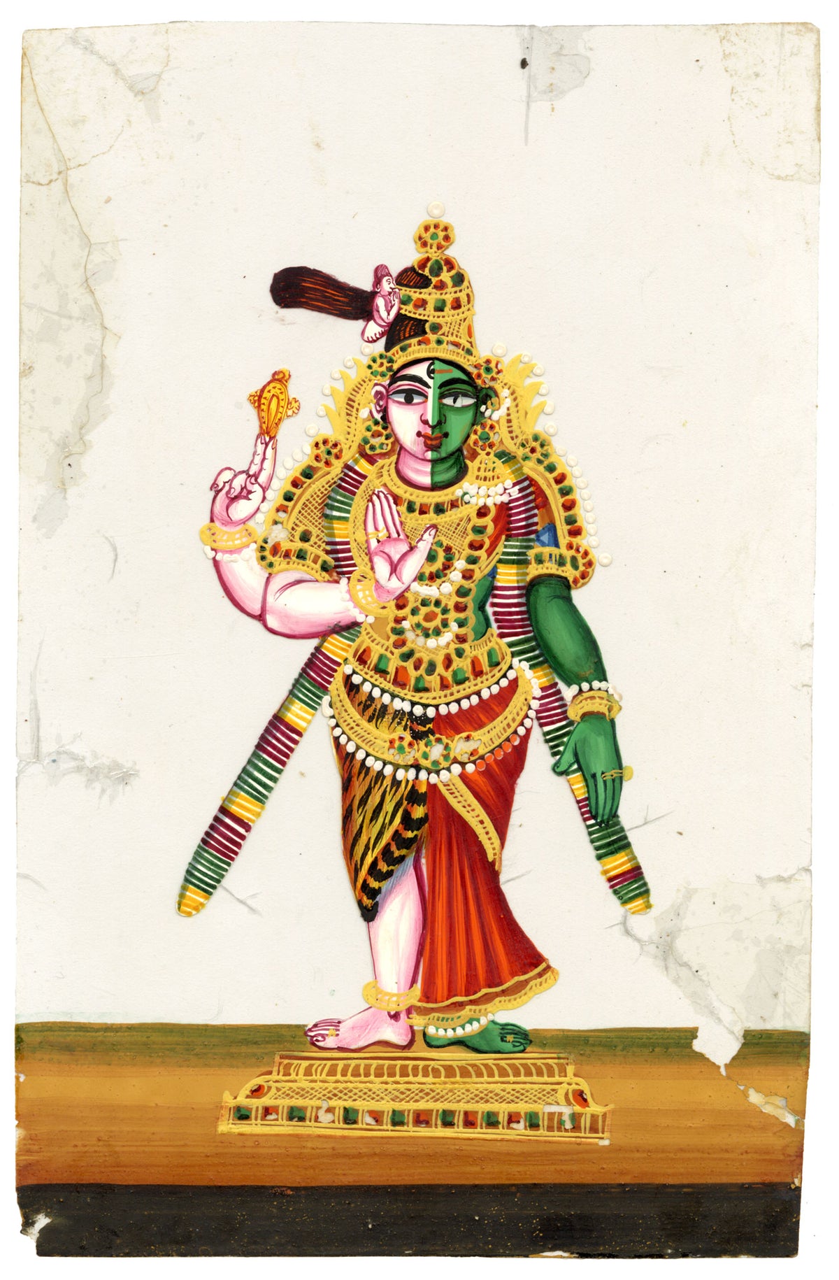 Indian Company School, Ardhanarishvara Hindu Deity Shiva & Parvati – Mid-19th-century gouache painting