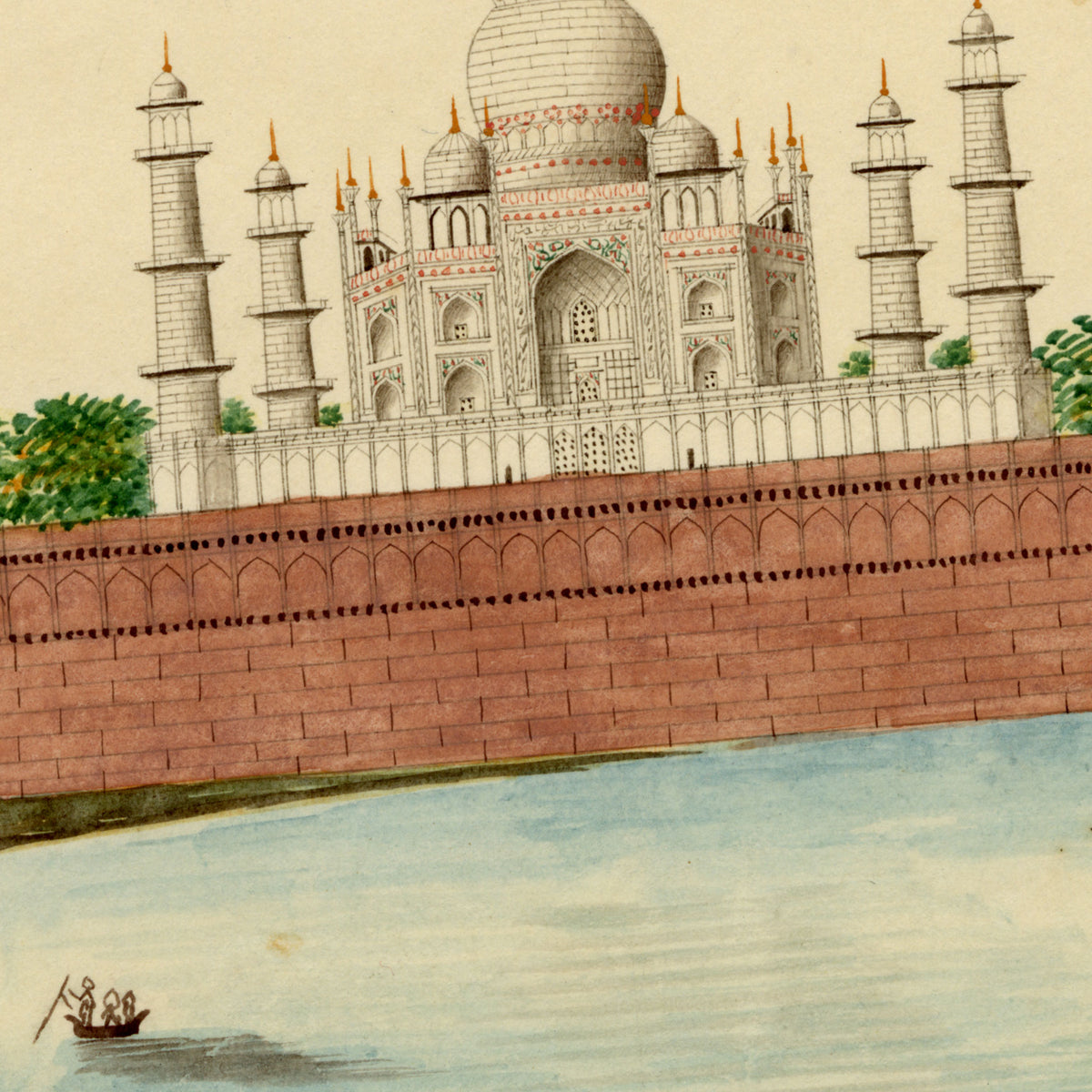 Indian Company School, Taj Mahal from the River Jumma, Agra – c.1834 watercolour painting