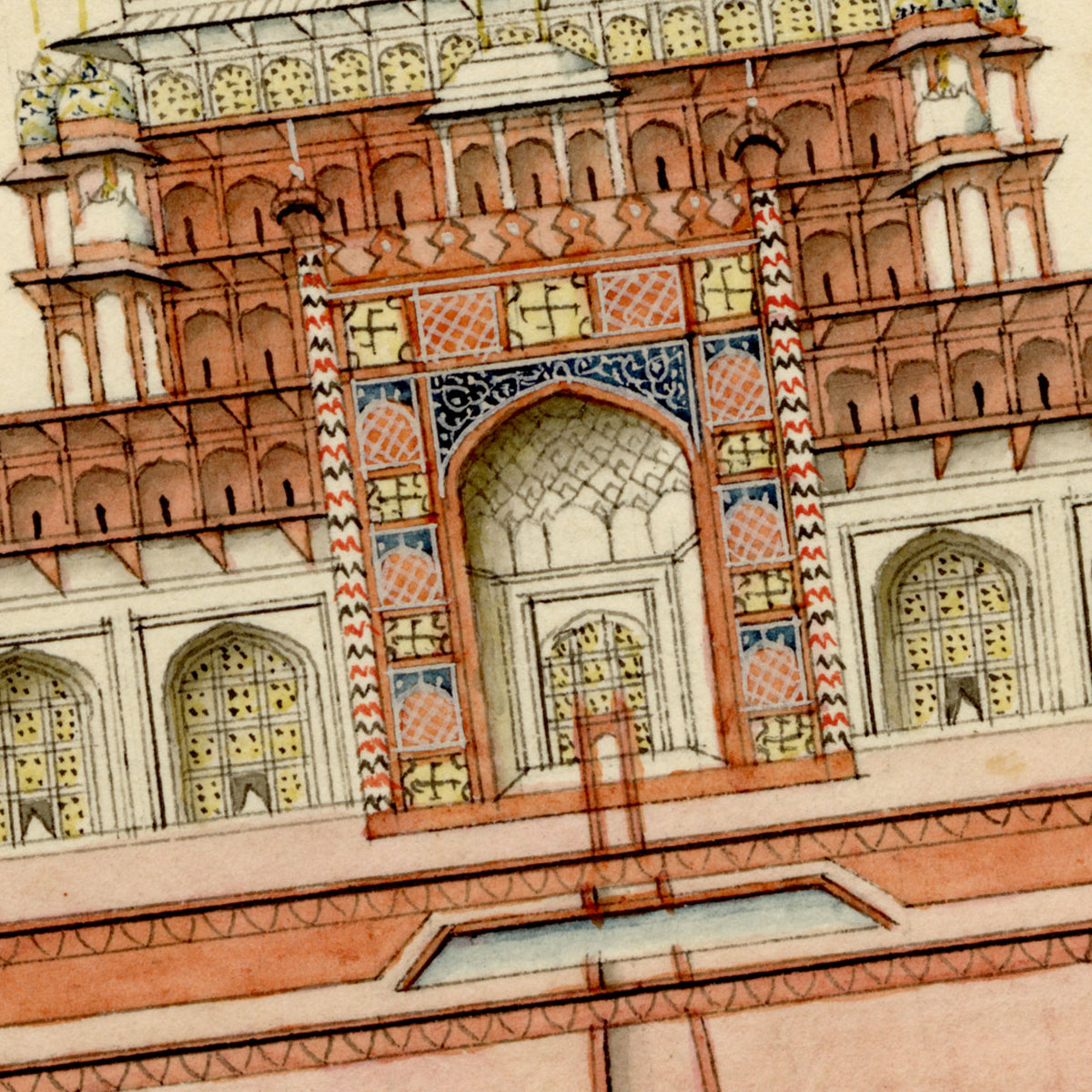 Indian Company School, Tomb of the Emperor Akbar at Secunderah near Agra – c.1834 watercolour painting