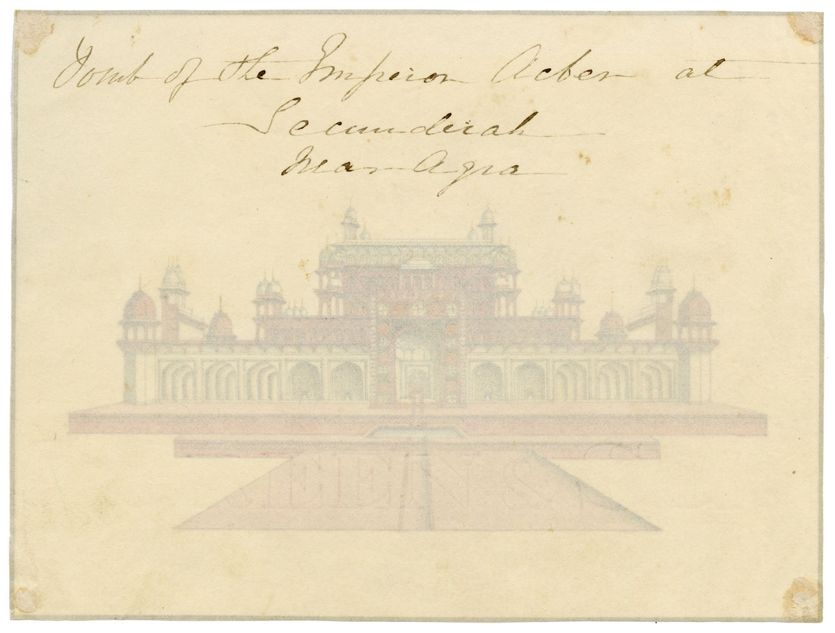 Indian Company School, Tomb of the Emperor Akbar at Secunderah near Agra – c.1834 watercolour painting