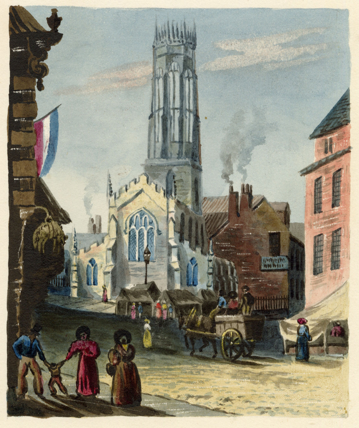 R.J. Blesard, All Saints' Church Pavement, York – 1834 watercolour painting