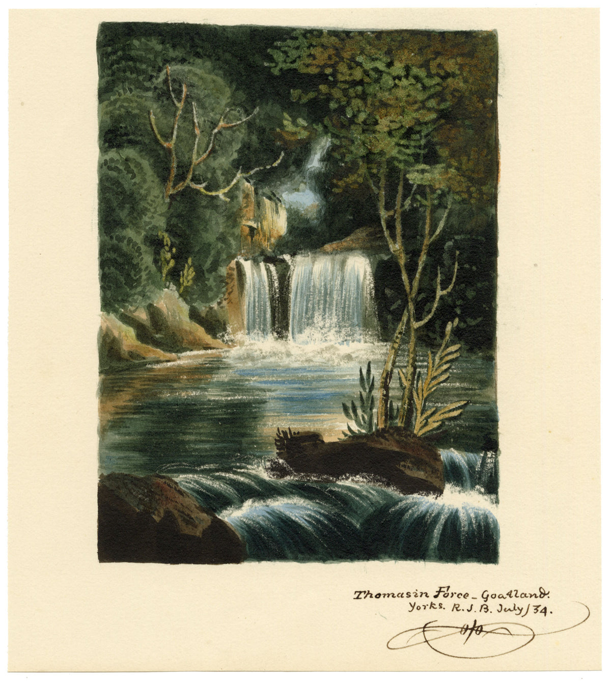 R.J. Blesard, Thomason Foss, Goathland, Yorkshire – 1834 watercolour painting