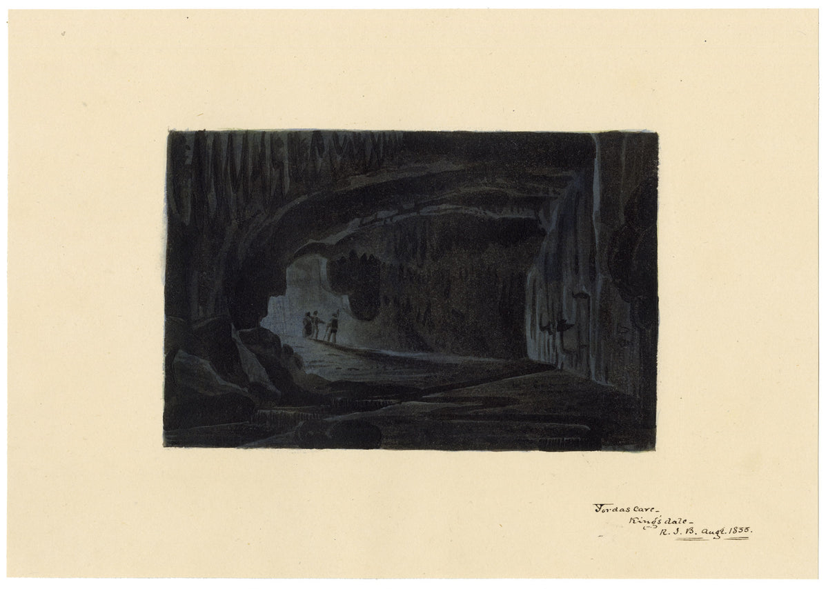 R.J. Blesard, Yordas Cave, Kingsdale, Yorkshire Dales – 1833 watercolour painting