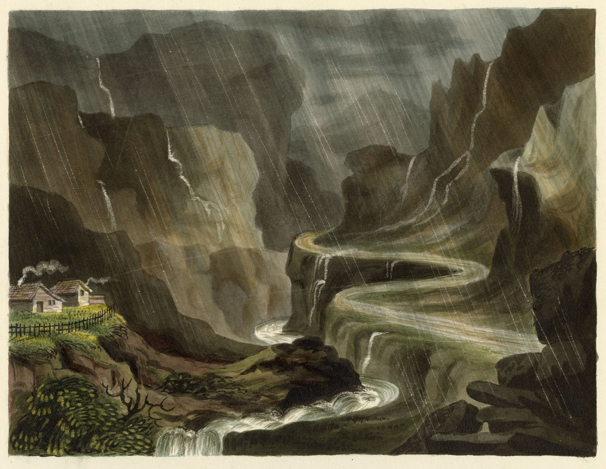 R.J. Blesard, Glencoe, Scotland from Sketch by Alphonse Dousseau – 1832 watercolour painting
