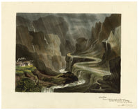 R.J. Blesard, Glencoe, Scotland from Sketch by Alphonse Dousseau – 1832 watercolour painting