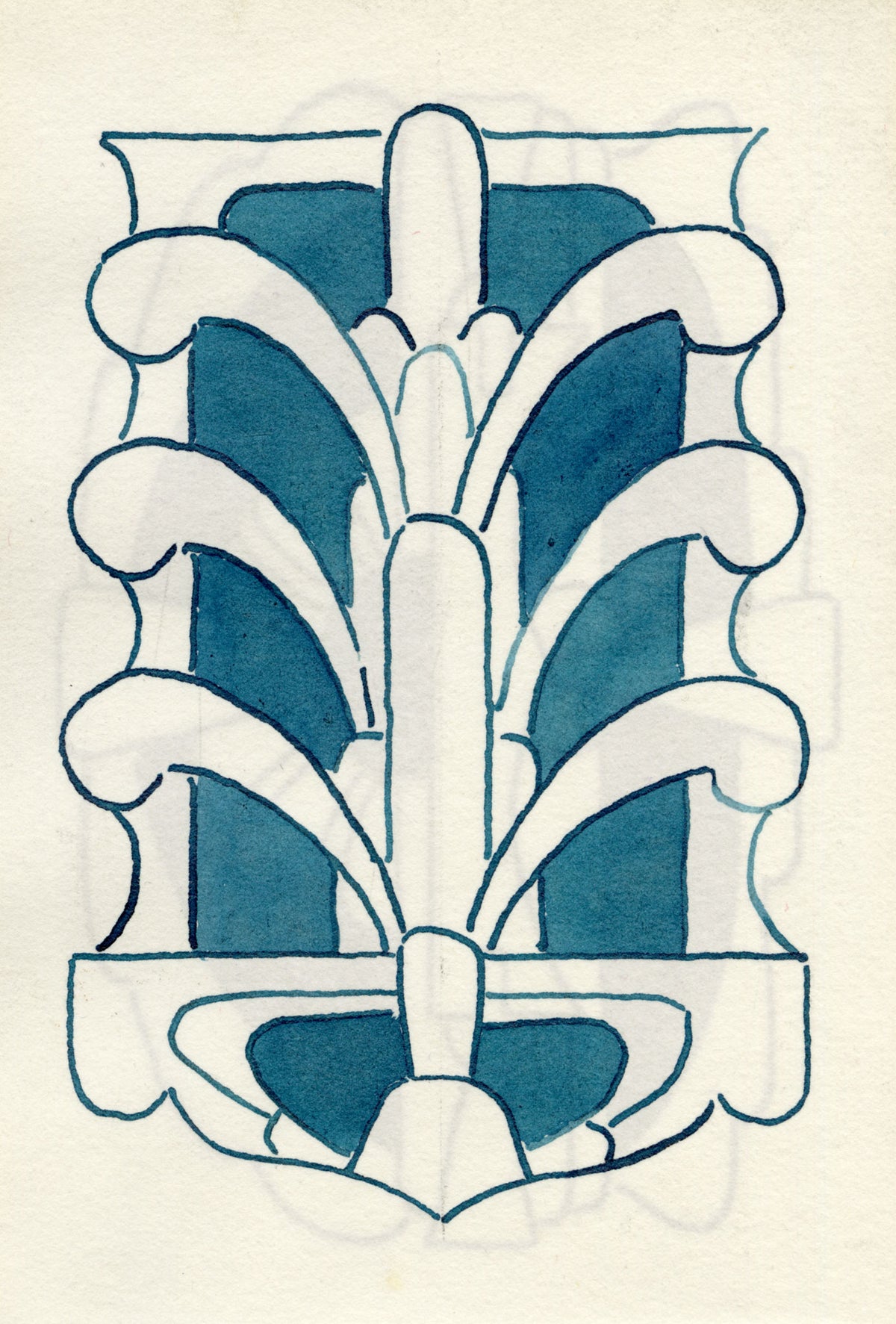 Pickford Robert Waller, Decorative Art Nouveau Design Motif – 1925 pen & ink drawing