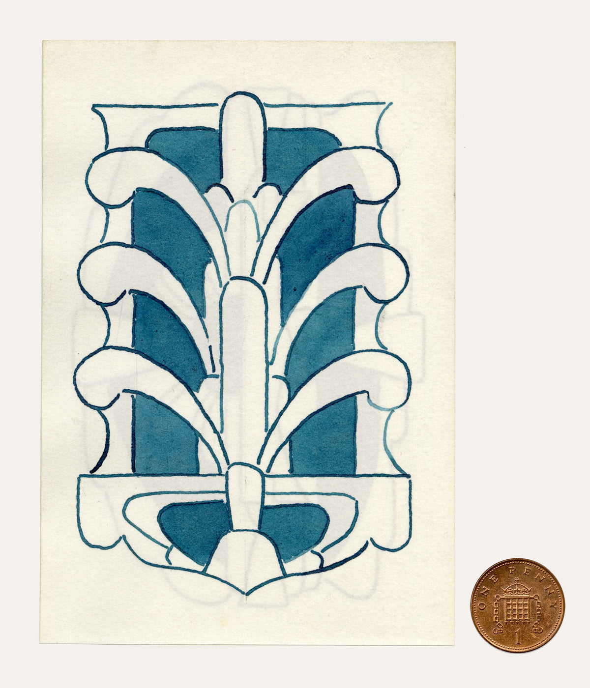 Pickford Robert Waller, Decorative Art Nouveau Design Motif – 1925 pen & ink drawing