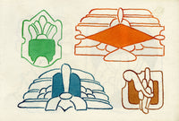 Pickford Robert Waller, Decorative Art Nouveau Design Four Motifs – 1925 pen & ink drawing