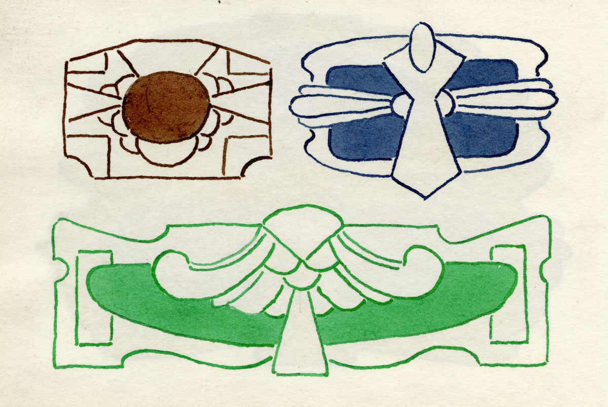 Pickford Robert Waller, Decorative Art Nouveau Design Motif in Gold – 1925 pen & ink drawing
