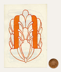 Pickford Robert Waller, Decorative Art Nouveau Design Motif in Orange – 1925 pen & ink drawing