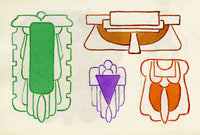 Pickford Robert Waller, Decorative Art Nouveau Design Motifs Purple with Gold – 1925 pen & ink drawing