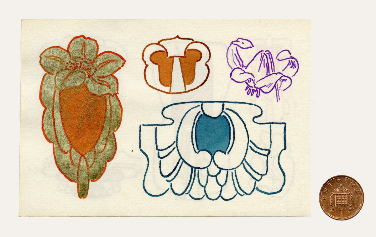 Pickford Robert Waller, Decorative Art Nouveau Design Motifs with Lily – 1925 pen & ink drawing