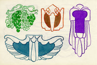 Pickford Robert Waller, Decorative Art Nouveau Design Motifs with Grapes – 1925 pen & ink drawing