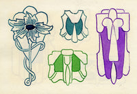 Pickford Robert Waller, Decorative Art Nouveau Design Motifs with Flower – 1925 pen & ink drawing